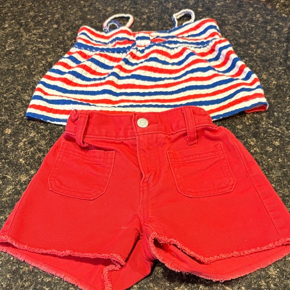 Old Navy Other - Red Shorts and Striped Top Set girls size 6